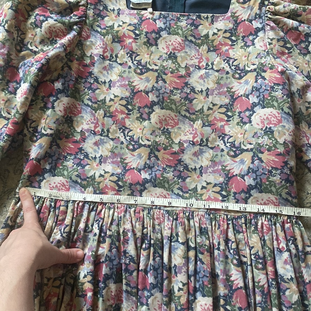 Vintage Laura Ashley Floral Corduroy Dress 1980s 90s - Picture 9 of 12